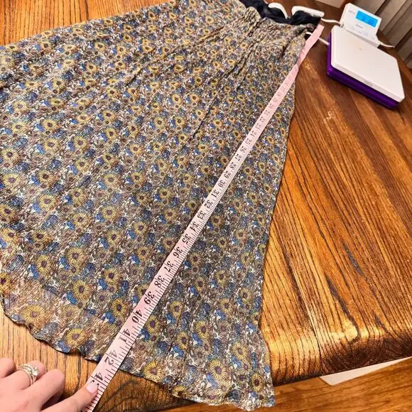 Zara Basic Floral Midi Dress M Sleeveless Boho Ruched Bodice Peasant Cottagecore - Picture 11 of 11